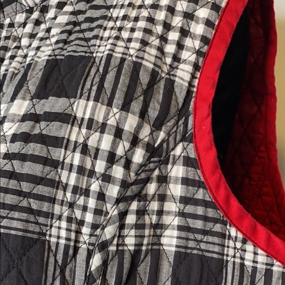 Plaid black and white quilted vest REVERSIBLE red - Picture 9 of 12